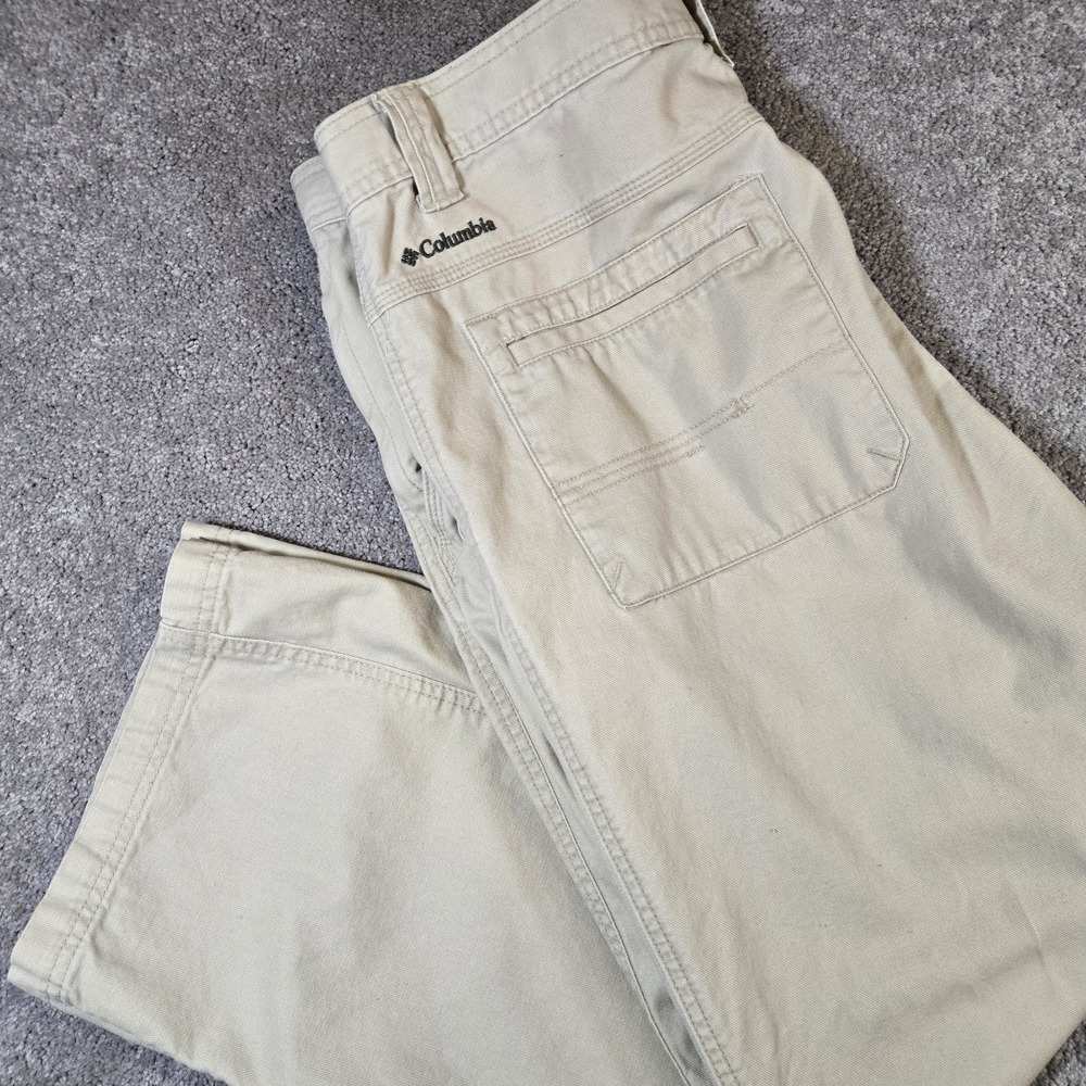 Columbia Mens Omni-Shield Khaki Canvas Cargo Hiking Pants 40x30 Tan Cotton